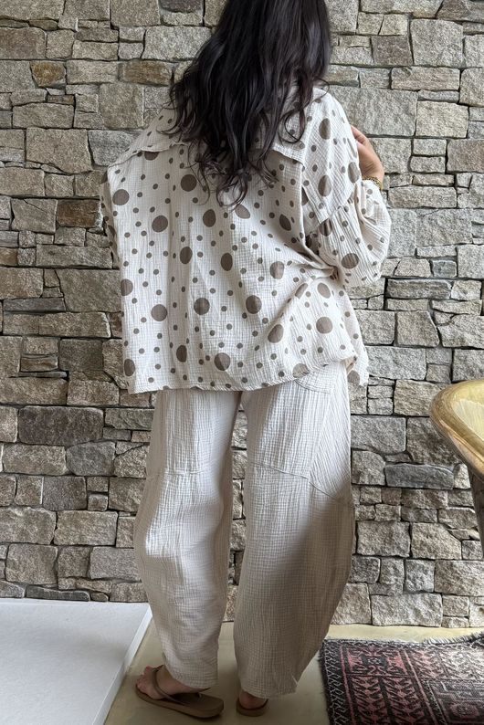 Hush Pillow Cotton Spot On Nero Boyfriend Shirt Calico